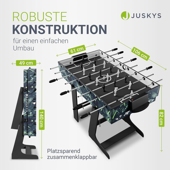Дитячий багатофункціональний стіл Juskys 5in1 Ballzauber: пінг-понг, хокей, баскетбол, більярд, кікер - розкладний