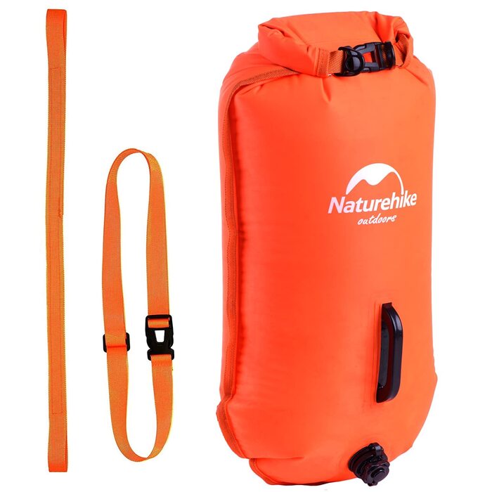 Надувна рятувальна жилетка Naturehike 18L, водонепроникний мішок для плавання, триатлону, снорклінгу, рафтингу (світло-помаранчевий)