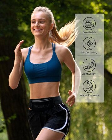Поясна сумка для бігу WATERFLY: тримач для телефону, три відділення, для чоловіків та жінок, для марафону, триатлону, чорна