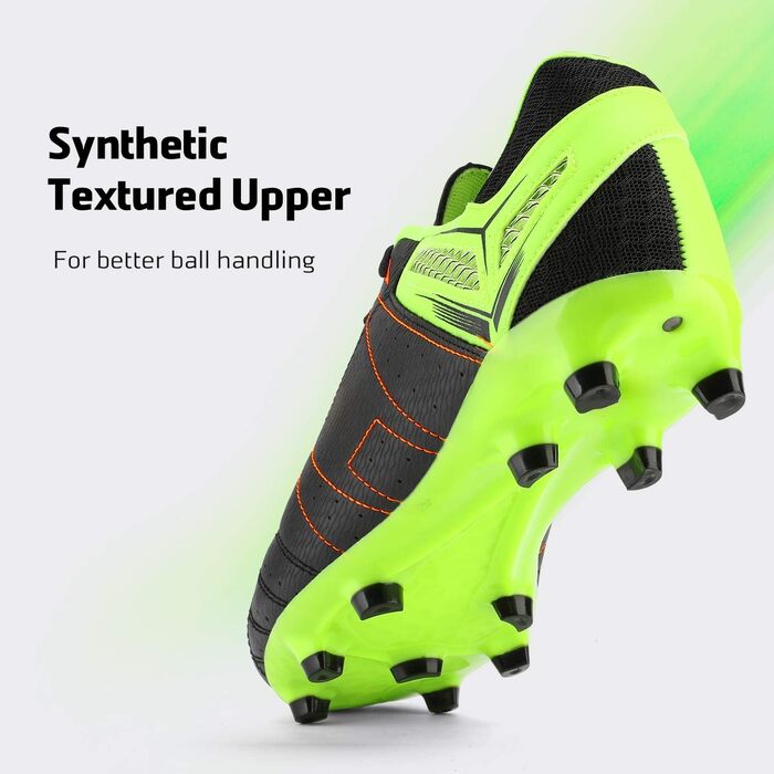 Чоловічі футбольні бутси DREAM PAIRS для тренувань та гри на траві. Професійні шипові бутси, чорний, зелений, червоний, 41 EU