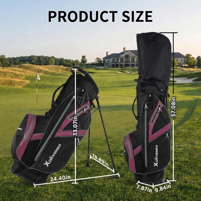 Легкий гольф-мішок Standbag з 8 відділеннями для чоловіків та жінок, преміум-якість, з дощовим чохлом, кишенькою для охолодження та комплектом аксесуарів (червоний/Ausflug, однотонний (Getaway Solids))