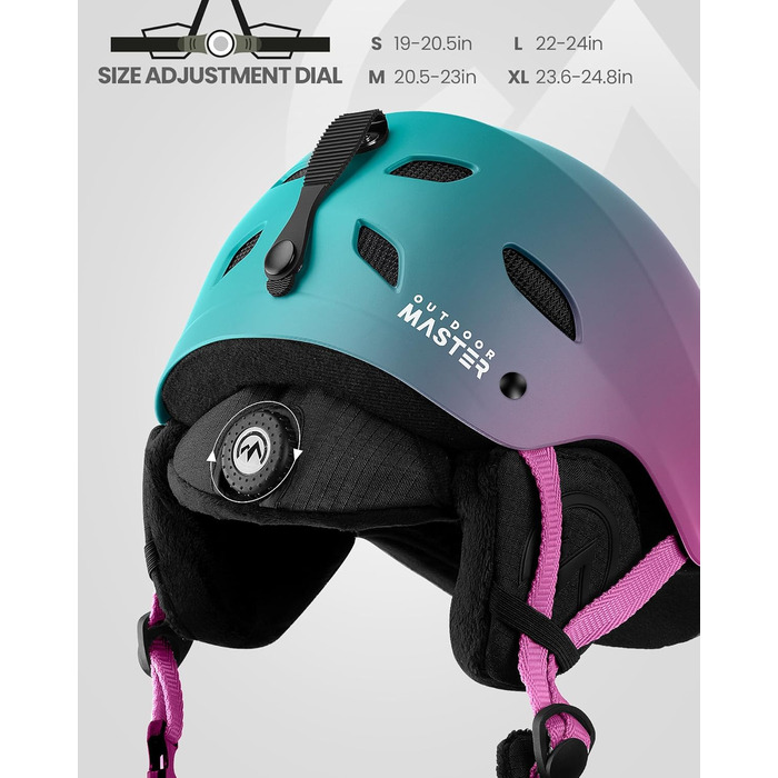 Шлем Outdooraster Skihel Set з маскою Skihel PRO для жінок, чоловіків та молоді (перехідний колір фіолетово-блакитний, розмір L)