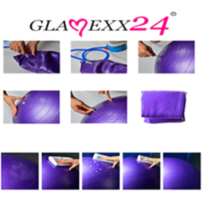 Гімнастичний м'яч Glamexx24 25-75 см, анти-вибуховий, для пілатесу, йоги, спорту, тренувань вдома та в офісі, для преса і плечей