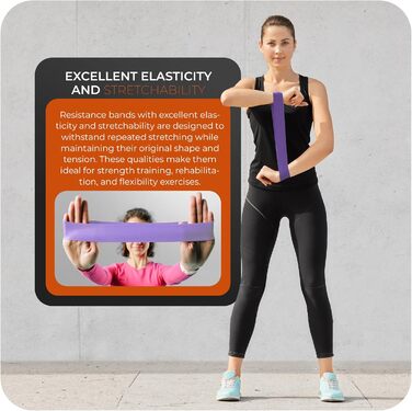 Фітнес-еластичні стрічки з 5 рівнями опору, латекс, сумка, для фітнесу, йоги, пілатесу, тренувань вдома та в залі, фіолетовий колір, різні рівні опору