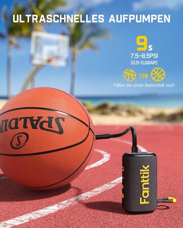 Електричний насос Fanttik X8 Nano для м'ячів, ультрашвидке накачування, портативна повітряна помпа з точним цифровим манометром і LCD-дисплеєм для баскетбольних, футбольних, волейбольних та регбійних м'ячів