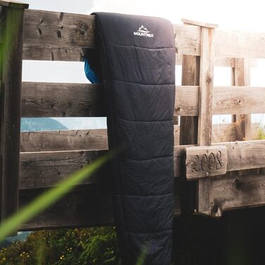 Сплячий мішок MOUNTREX® - ультралегкий, компактний (760г/1500г) - для кемпінгу, подорожей, фестивалів. 3-4 сезони, Mumienschlafsack, 1500г (RV Links). Темно-синій/синій.