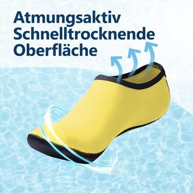 Чоботи для плавання JackShibo: жіночі та чоловічі, для пляжу, серфінгу та аквафітнесу (41/42 EU, Yellow)