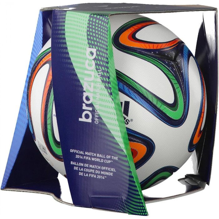 Офіційний футбольний м'яч adidas Brazuca, розмір 5, білий/синій/кольоровий