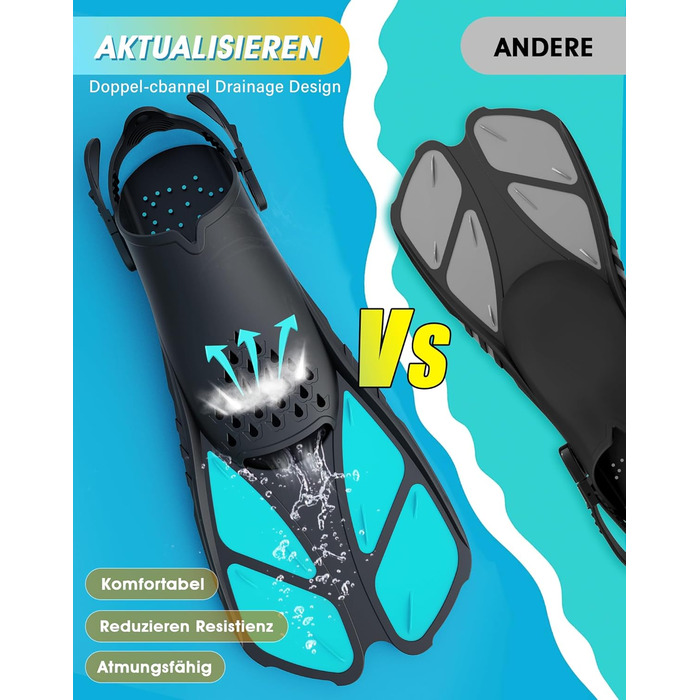 Ласти для плавання Schnorchelflossen регульовані, дорослі, компактні (S/M, темно-зелені) для дайвінгу, снорклінгу та тренувань з сіткою
