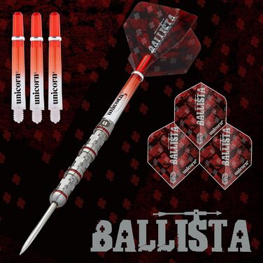 Дротики для дартсу Unicorn Ballista 22 г, сталевий наконечник, 90% натуральний вольфрам, Volute Points, стиль 4