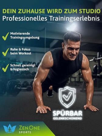 Пазл-килимок для фітнесу ZenOne Sports® 30x30x1 см (18 шт., 1.5 м²) - захисний килимок для тренажерів, чорний