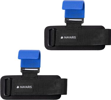 Набори для тренувань Navaris з гачками для силових тренувань - Фітнес, бодібілдинг, захист суглобів. Професійні ремені для важкої атлетики з металевими гачками (Блакитний)