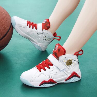 Баскетбольні кросівки Kinder: для хлопчиків та дівчаток, високі, антиковзаючі, унісекс (37 EU, білий)