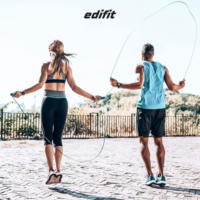 Скакалка Edifit для фітнесу, боксу та тренувань вдома, 3 метри, регульована ручка 165 мм, червоно-чорний