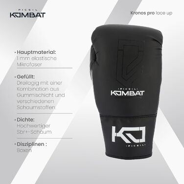 Боксерські рукавички PICSIL Kronos Pro на шнурівці, для тренувань з муай тай, ММА, кікбоксингу, унісекс