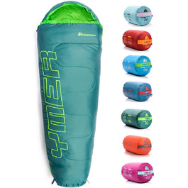 Преміум спальний мішок для дітей Meteor Kinder Schlafsack, літній, ультралегкий, для кемпінгу, комфортний, на 8-12 років, Outdoor, зелений