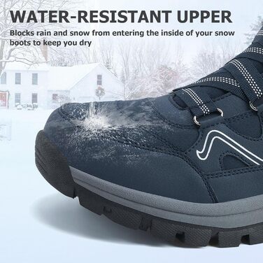 Чоловічі зимові черевики, теплі, з хутровою підкладкою, легкі, водостійкі, зручні, до щиколотки, для хайкінгу (39.5 EU, Синій)