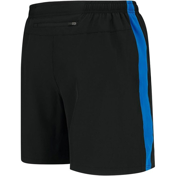 Чоловічі бігові шорти - легкі для тренувань та бігу, з внутрішньою підкладкою, швидковисихаючі, з кишенею на блискавці, чорний/каспійський синій