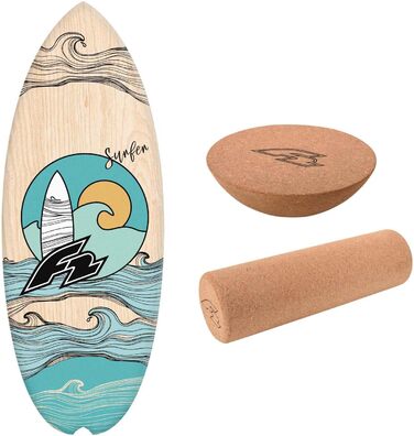 Набір балансбордів F2 Marken Balance Board Set з корковою роліком та півсферою. Баланс-тренінг, фітнес, рівновага для віндсерфінгу, кайтсерфінгу, вінгфойлу та водних видів спорту. (Дошка, півсфера 80см + коркова роліка та півсфера)