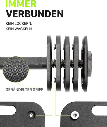 Eisenlink Регульована квадратна штанга (гантель) 1 шт. 20 кг / 36 кг - Інноваційна компактна регульована гантель з антиковзним руків'ям для фітнесу, тренувань у залі та вдома. 1 шт. 16 кг (1×16 кг)