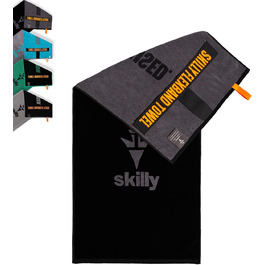 Спортивне рушник Skilly FBT120, 120x50 см, Shadow Black - з антиковзким покриттям, бавовна, сертифікат Öko-Tex