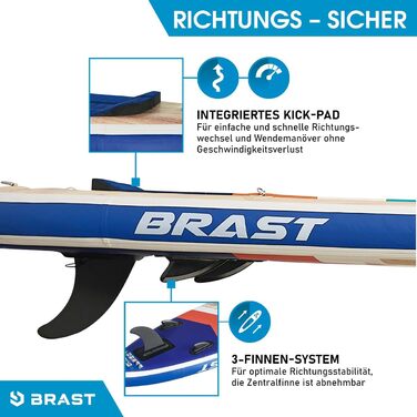 Надувний SUP-борд BRST Retro | Комплект для станд-ап паділбордингу | 320x81x15 см | 3 моделі | 5 років гарантії | з аксесуарами | 2в1: SUP та каяк | кріплення для Action Cam, петля для ніг, насос, рюкзак TURTLE