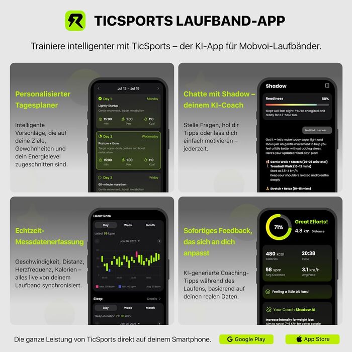 Walking Pad Mobvoi: Компактний біговий тренажер 2-в-1 для дому та офісу, з керуванням через додатки Zwift, Kinomap, TicSports. Максимальне навантаження 120 кг, швидкість до 6 км/год.