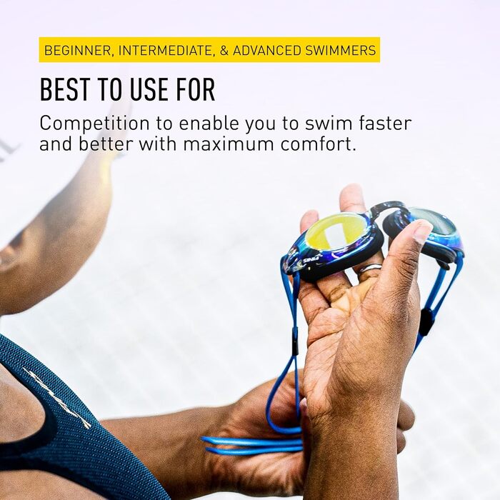 FINIS Bolt Дзеркальні окуляри для плавання для дорослих, антифог, UV-захист, 3 змінні переносиці, для змагань