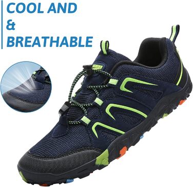 Дитячі трекінгові черевики Littleplum для хлопчиків. Зручні, дихаючі, антиковзкі черевики для активного відпочинку та трейлраннінгу. Розмір 40 EU, темно-синій/зелений.