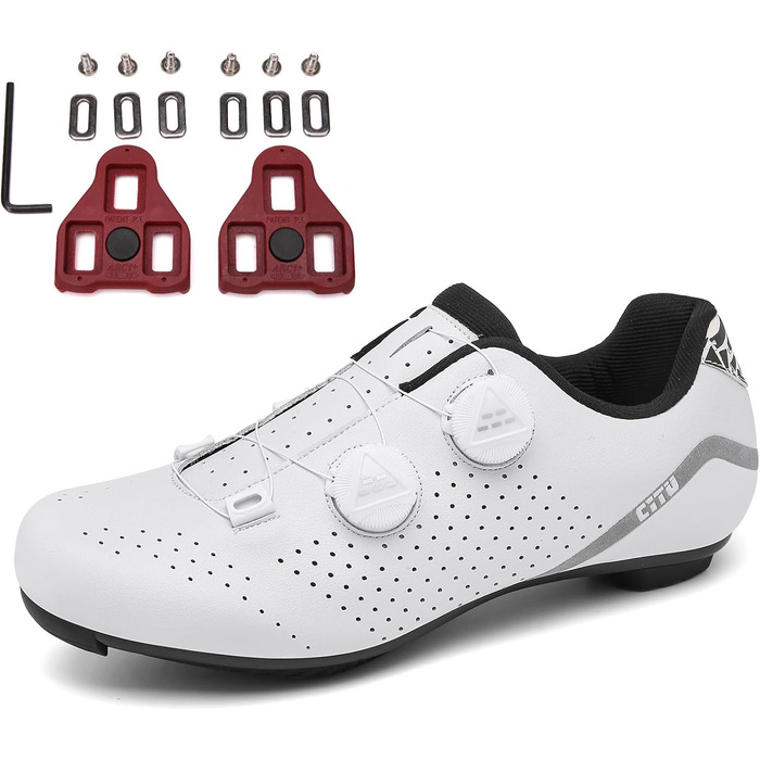Велотуфлі для шосейної їзди для чоловіків, сумісні з педалями Look SPD SPD-SL Delta Lock, білі (45 EU)