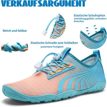 Аквашузи для плавання та серфінгу WateLves: чоловічі та жіночі, швидковисихаючі, унісекс, білі, фіолетові, оранжеві, блакитні, розмір 37 EU