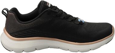 Жіночі кросівки Skechers Flex Appeal 5.0 — Спортивне взуття з дихаючої сітки, чорні з червоно-золотистим декором, розмір 38.5 EU