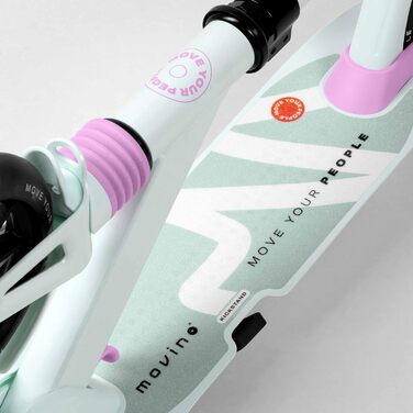 Електросамокат Movino City Light для дітей та підлітків: LED, амортизатори, колеса 180мм, регульований кермо, протиковзкі ручки (М'ятний/Рожевий)