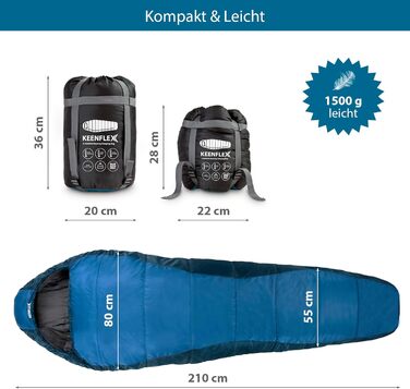 Сплячий мішок Outdoor 3 сезони -12.0°C, +7.0°C, блакитний