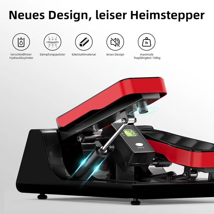 Міні степер ST3 з тросами та дисплеєм – домашній тренажер, тихі гідравлічні циліндри, фітнес-обладнання до 100 кг