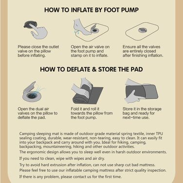 Надувна туристична матрац Isomatte для кемпінгу, самонадувна, ультралегка, для 2 осіб, з насосом та подушкою, блакитна