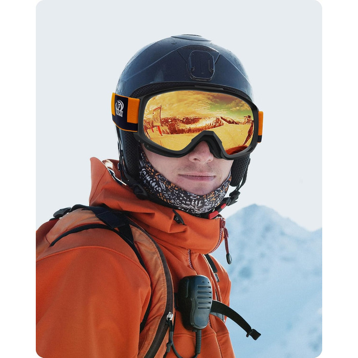 Скі-маска Findway для дорослих (чоловіків та жінок), сноуборд маска для носіїв окулярів, OTG, захист від УФ, сумісна зі шоломом, антитуманна, сферична, дзеркальна, VLT 20%