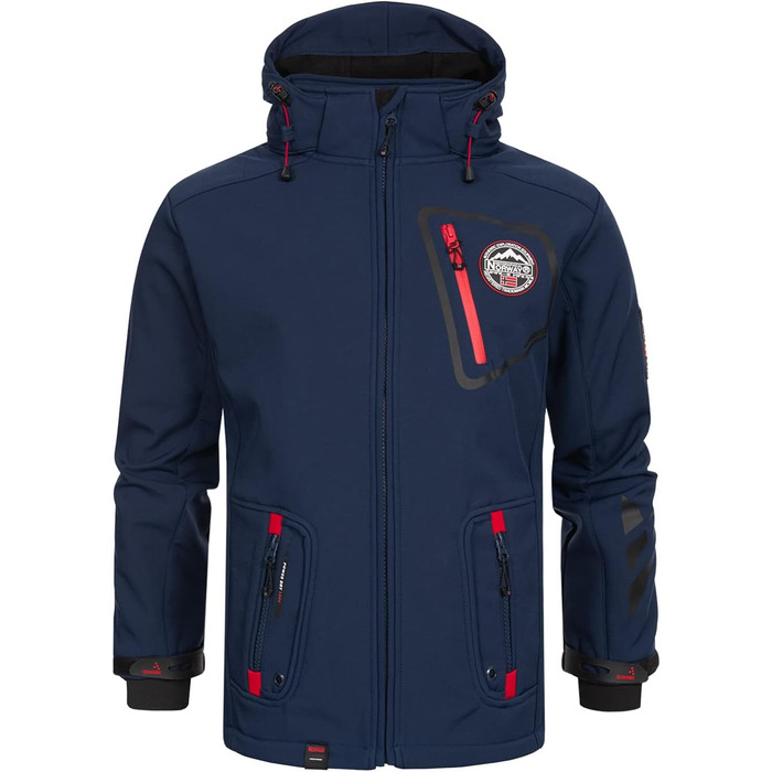 Чоловіча тактична куртка Geographical Norway Tacebook — водонепроникна вітрозахисна куртка з капюшоном для походів та активного відпочинку, темно-синя (M)