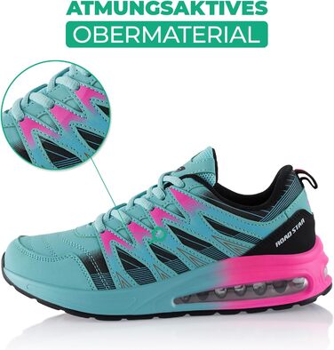 Спортивні кросівки для жінок та чоловіків з амортизацією, легкі бігові кросівки (42 EU, Синій Чорний Рожевий)