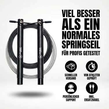 Скакалка Springseil Speed Rope: регульований, для CrossFit, боксу, фітнесу. Металеві ручки, срібно-чорний колір