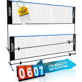 Сітка для бадмінтону PHIBER-SPORTS 420 см, 3 рівні висоти, універсальна для тенісу, волейболу, футболу, з табло та сумкою, для приміщення і вулиці