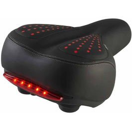 Велосипедне сідло EUROtops Gel з ліхтариком – комфортне сідло з гелевими подушками та двома пружинами, червоне світло безпеки, чорний колір, для чоловічих та жіночих велосипедів