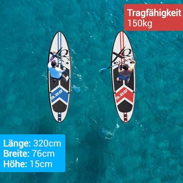 Професійна SUP-дошка XQ Max 320 см, комплект: насос, весло, ремінець, набір для ремонту, макс. вага 150 кг