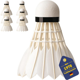 Набір для бадмінтону BEST SPORTING: 6 турнірних м'ячів з натураним пір'ям, середня швидкість