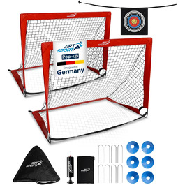 ArtSport Ворота для футболу Pop-up Goal Master - комплект 2 шт. з аксесуарами - складні та готові до гри - 2 футбольні ворота для дому та саду - дитячий футбол, ворота (червоний)