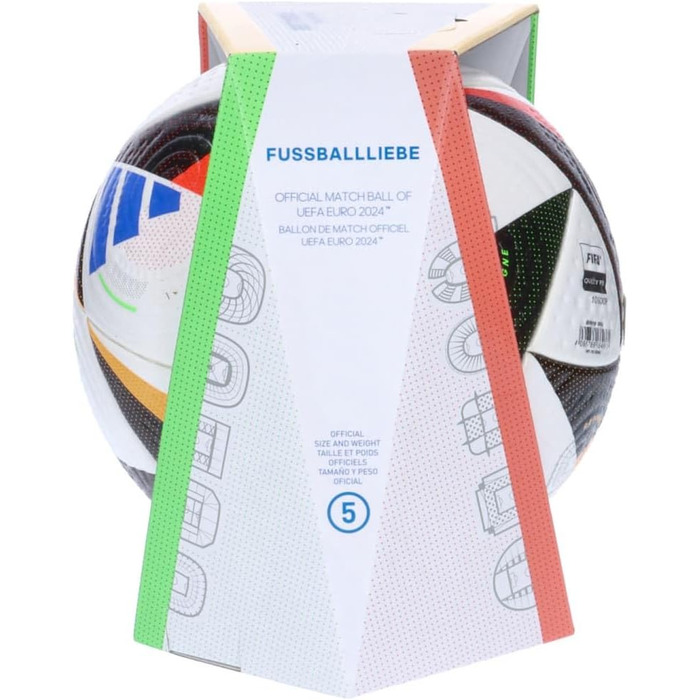 Футбольний м'яч Adidas Euro24 Pro, розмір 5, біло-чорний