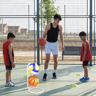 Стенд для м'ячів: баскетбол, футбол, волейбол, металевий, 2 яруси, білий