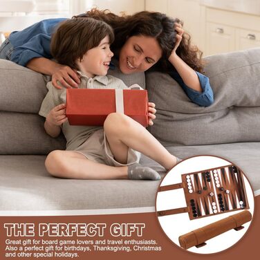 Набір для гри в нарди SGIOO з натуральної шкіри, мікрофібри, з шахами, кубиками та ігровим полем для подорожей, кемпінгу та відпочинку (35.5 * 26 см)