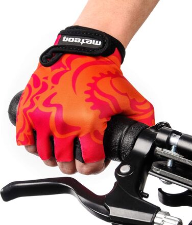 Дитячі велосипедні рукавички Meteor Unisex для дітей, Gel BMX, червоний квітка, розмір S (6.5-7cm)