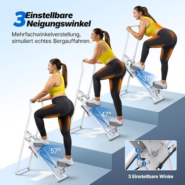 MERACH Степер для дому 2025 - вертикальний тренажер для кардіо та загальної фізичної підготовки, компактний, складний, з регульованою висотою кроку та ручками (2438G2)